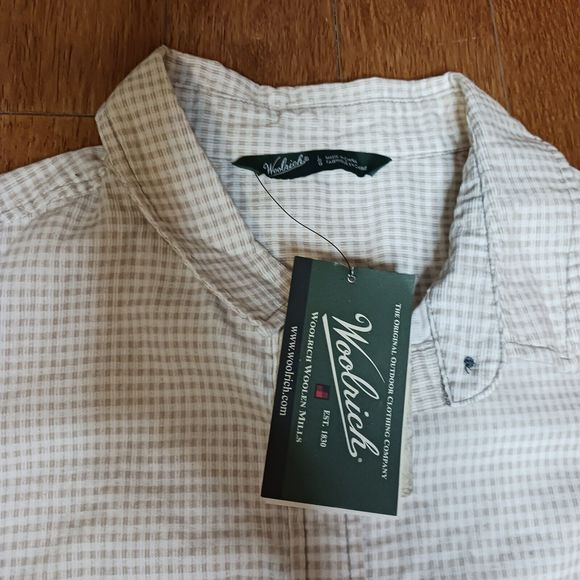 Woolrich Womens Large Button-down Curdory Shirt Tan‎ Plaid British Tan Cotton - Picture 4 of 11